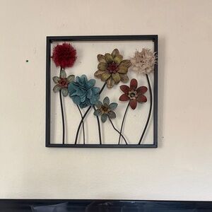 Floral Metal Wall Art with Colorful Flowers